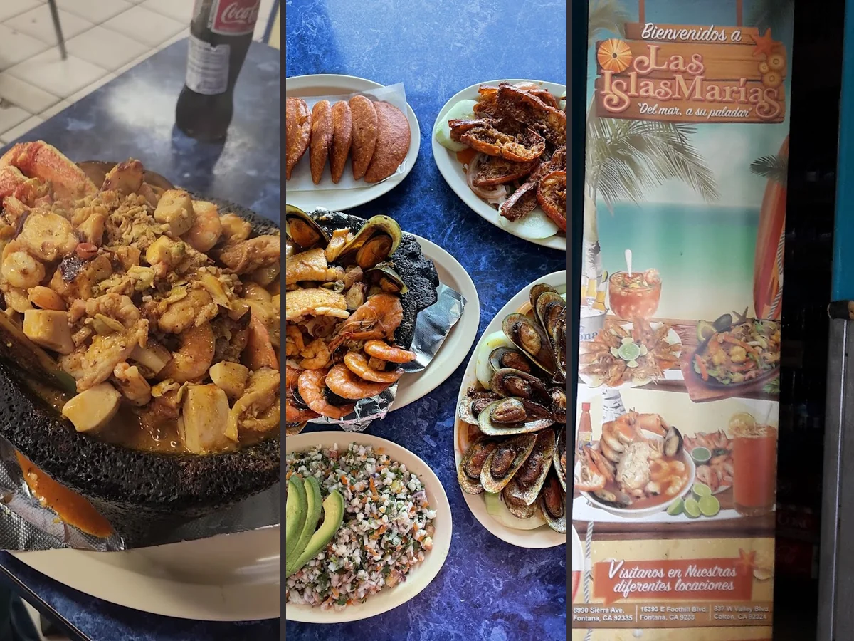 Fresh ceviche and shrimp served on shared plates.